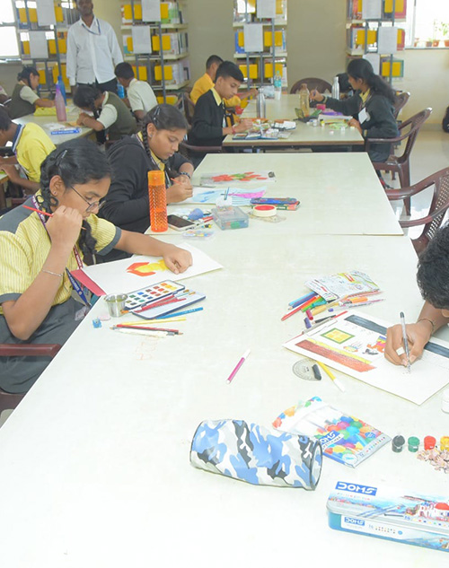 Activities at drawing competition in bhartesh school